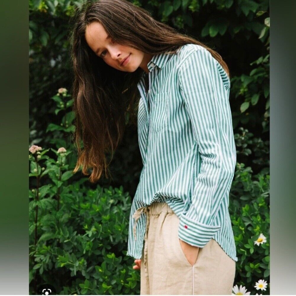 Alex Mill Green Striped Button Down Shirt